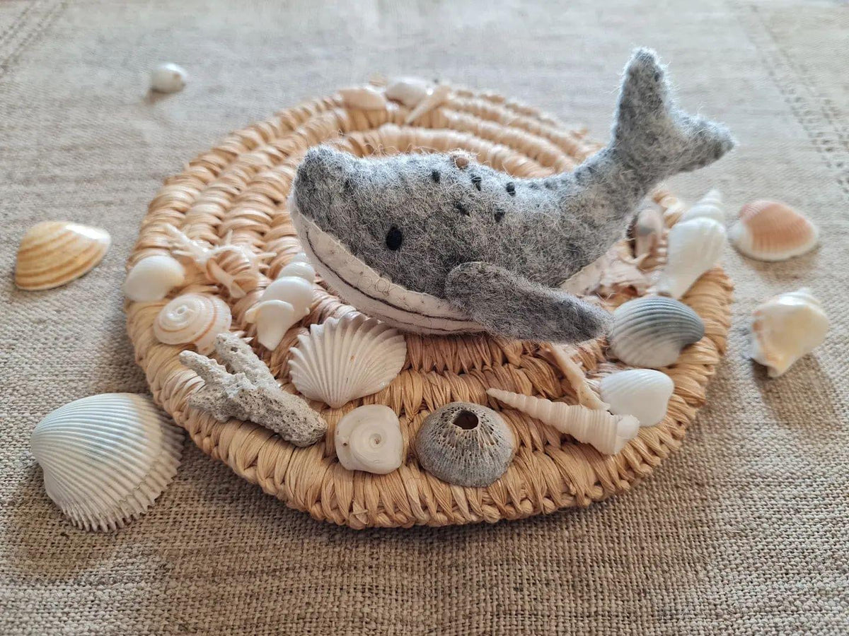Humpback Whale Ornament – Handmade Wool Felt Holiday Decor