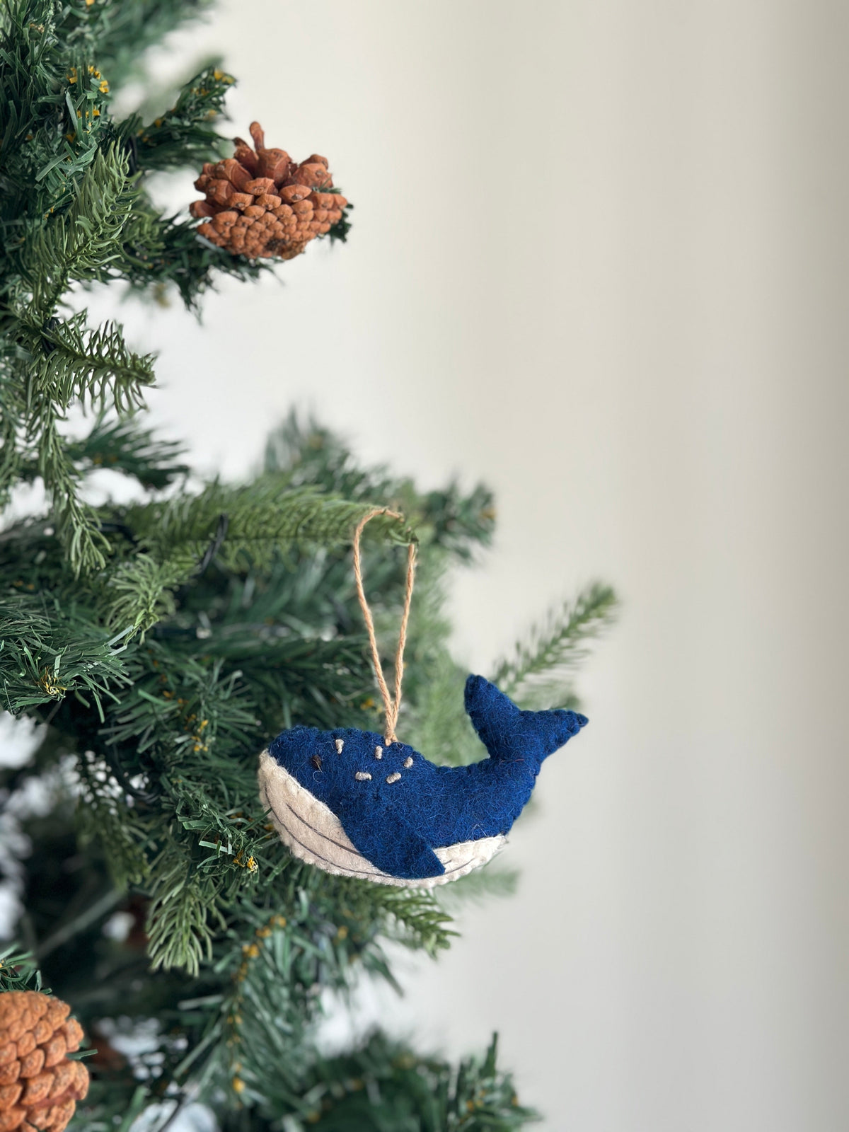 Humpback Whale Ornament – Handmade Wool Felt Holiday Decor