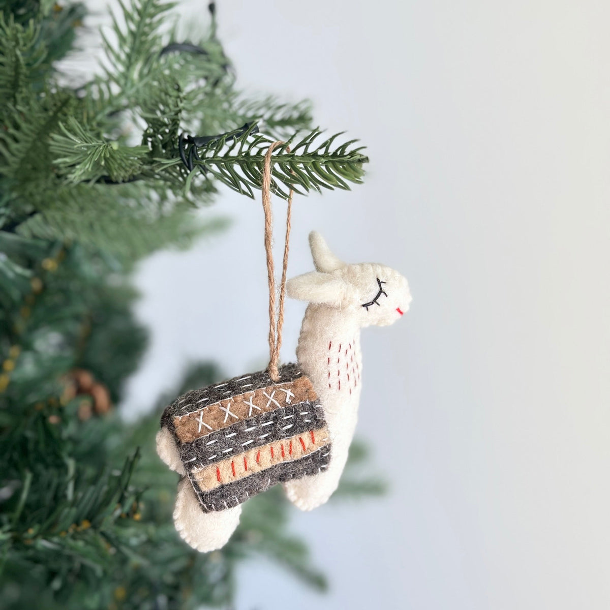 Llama Ornament – Handmade Wool Felt Holiday Decor