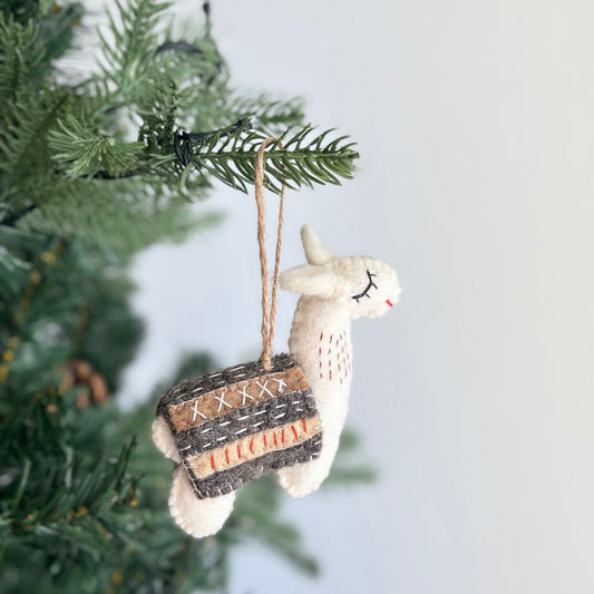 Llama Ornament – Handmade Wool Felt Holiday Decor