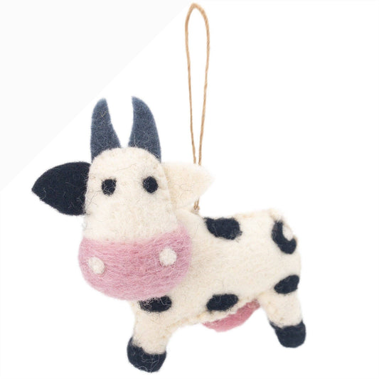 Milk Cow Ornament – Handmade Wool Felt Holiday Decor