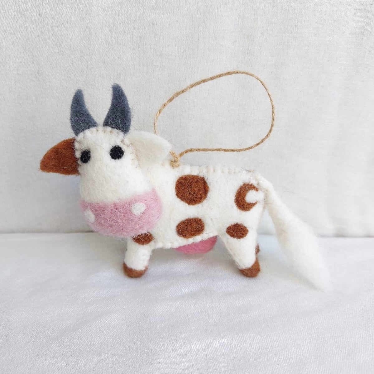 Milk Cow Ornament – Handmade Wool Felt Holiday Decor