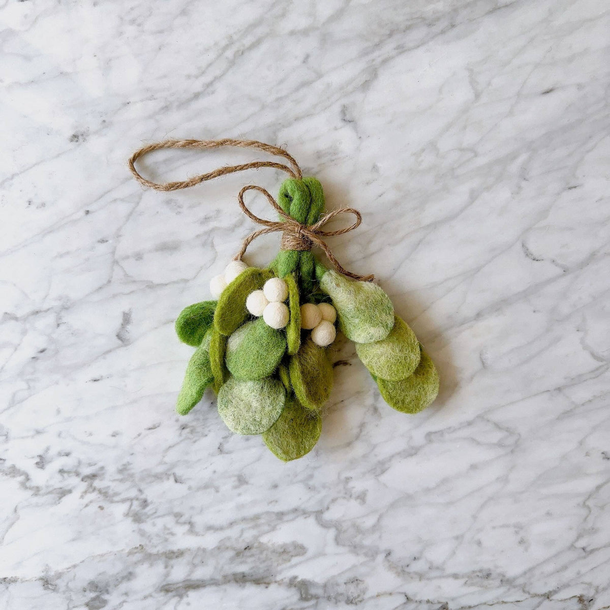 Mistletoe Sprig Ornament – Handmade Wool Felt Holiday Decor