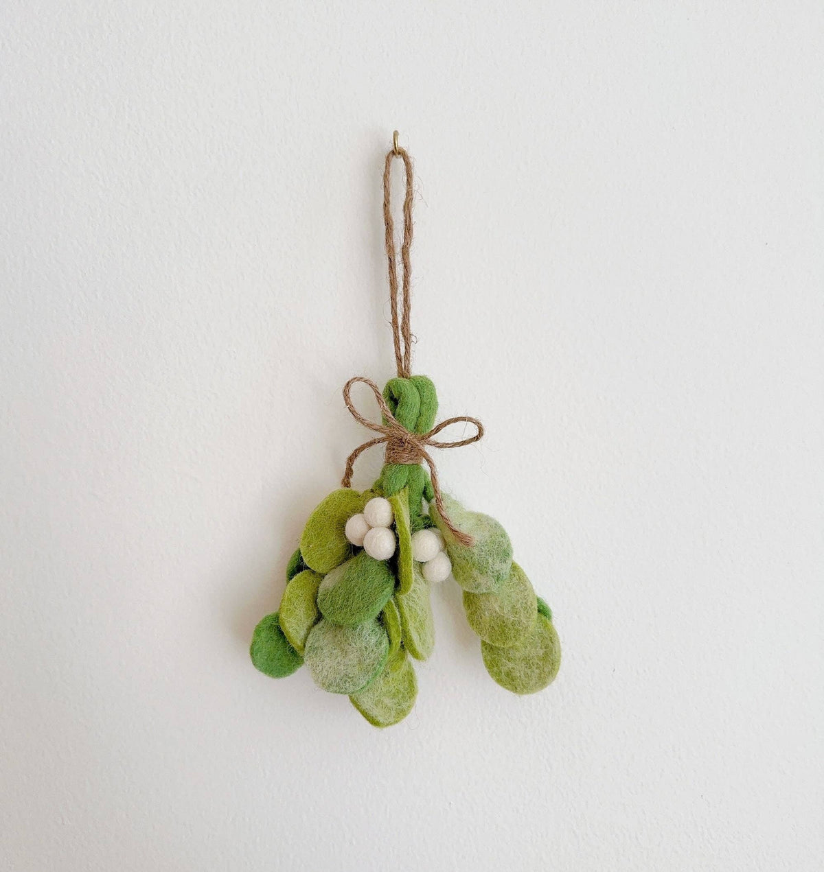 Mistletoe Sprig Ornament – Handmade Wool Felt Holiday Decor