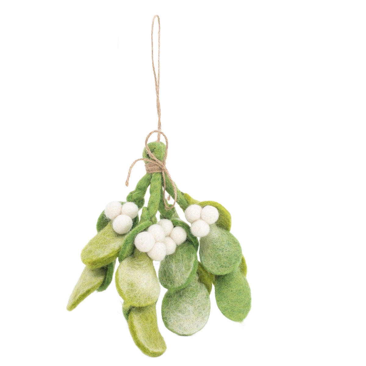 Mistletoe Sprig Ornament – Handmade Wool Felt Holiday Decor