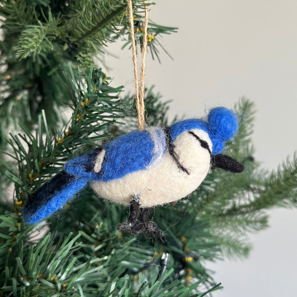 Blue Jay Ornament – Handmade Wool Felt Holiday Decor