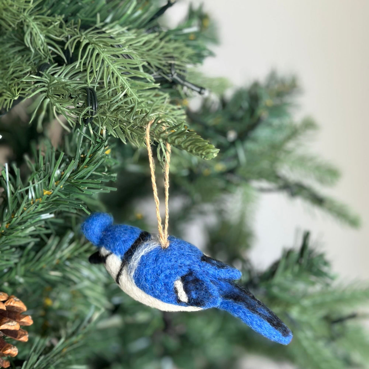 Blue Jay Ornament – Handmade Wool Felt Holiday Decor