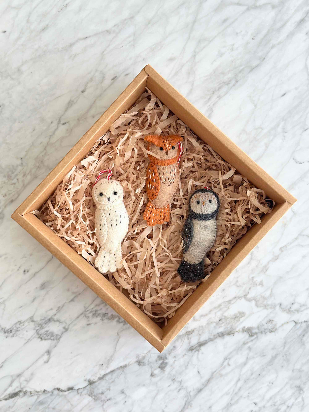 Owl Family Ornament – Handmade Wool Felt Holiday Decor