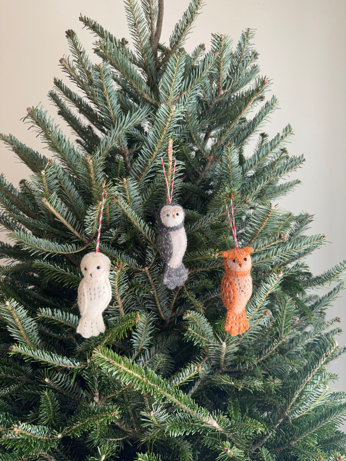 Owl Family Ornament – Handmade Wool Felt Holiday Decor