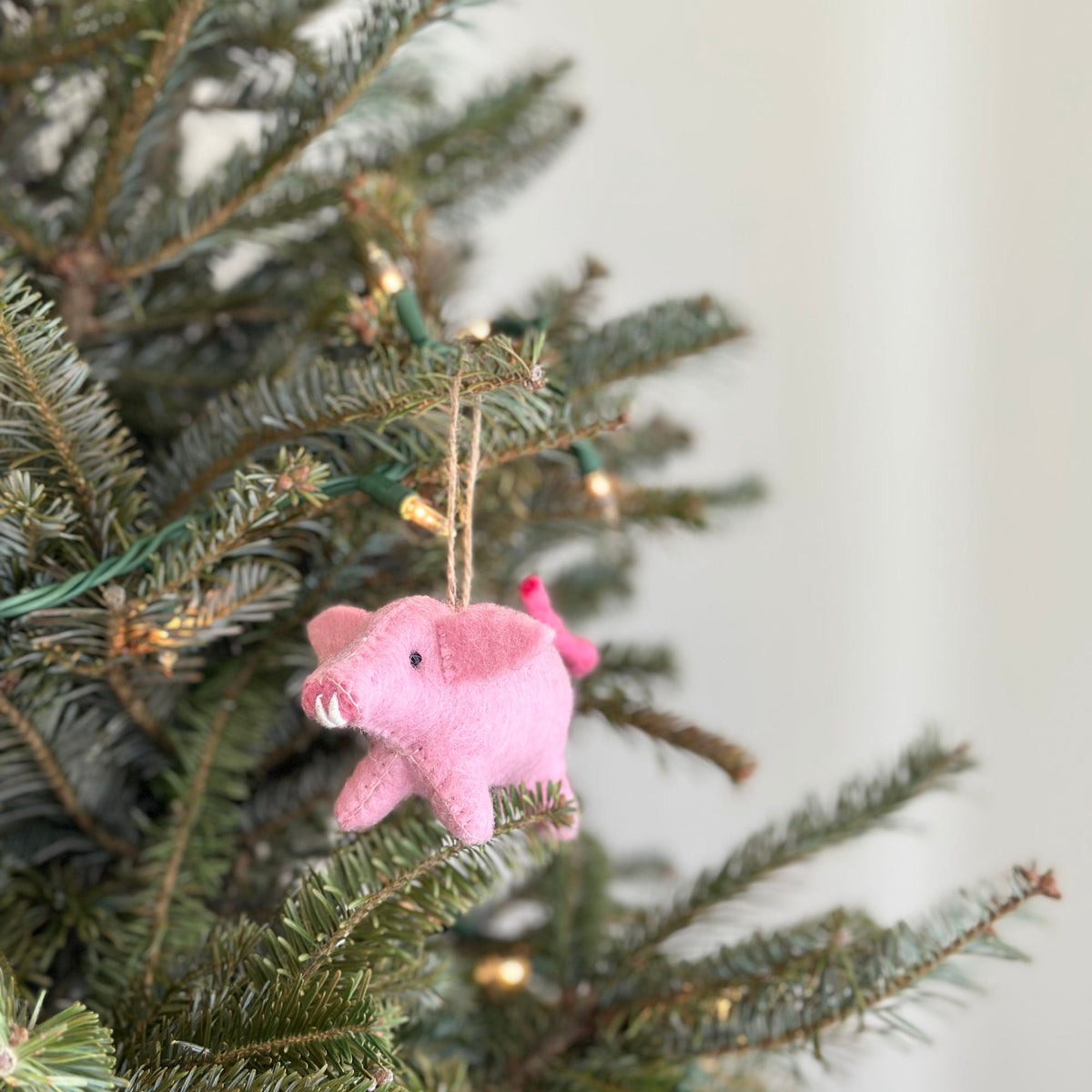 Needle-Felted Pig Ornament – Handmade Wool Felt Holiday Decor