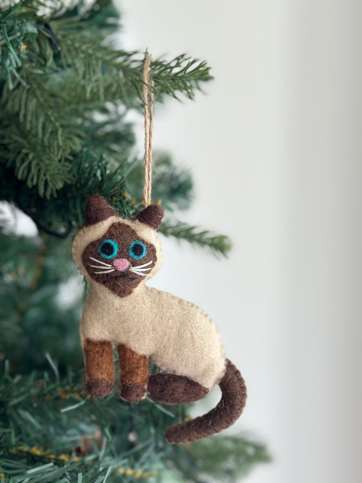 Stitched Cat Ornament – Handmade Wool Felt Holiday Decor