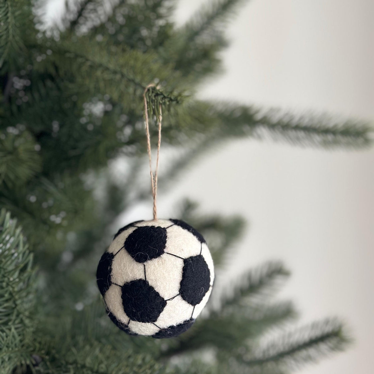 Soccer Ball Christmas Ornament – Handmade Wool Felt Sports Decor
