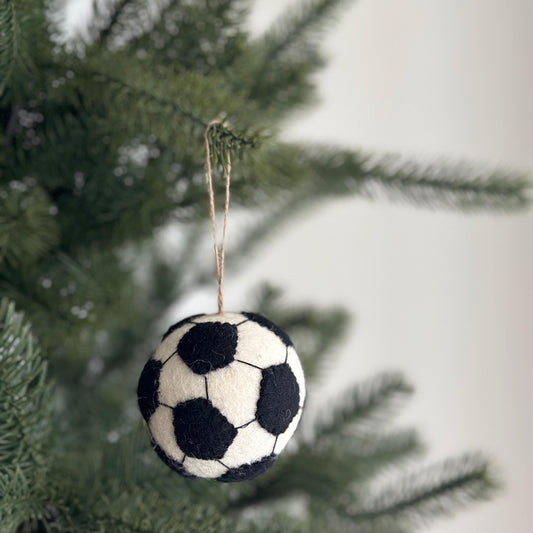 Soccer Ball Christmas Ornament – Handmade Wool Felt Sports Decor