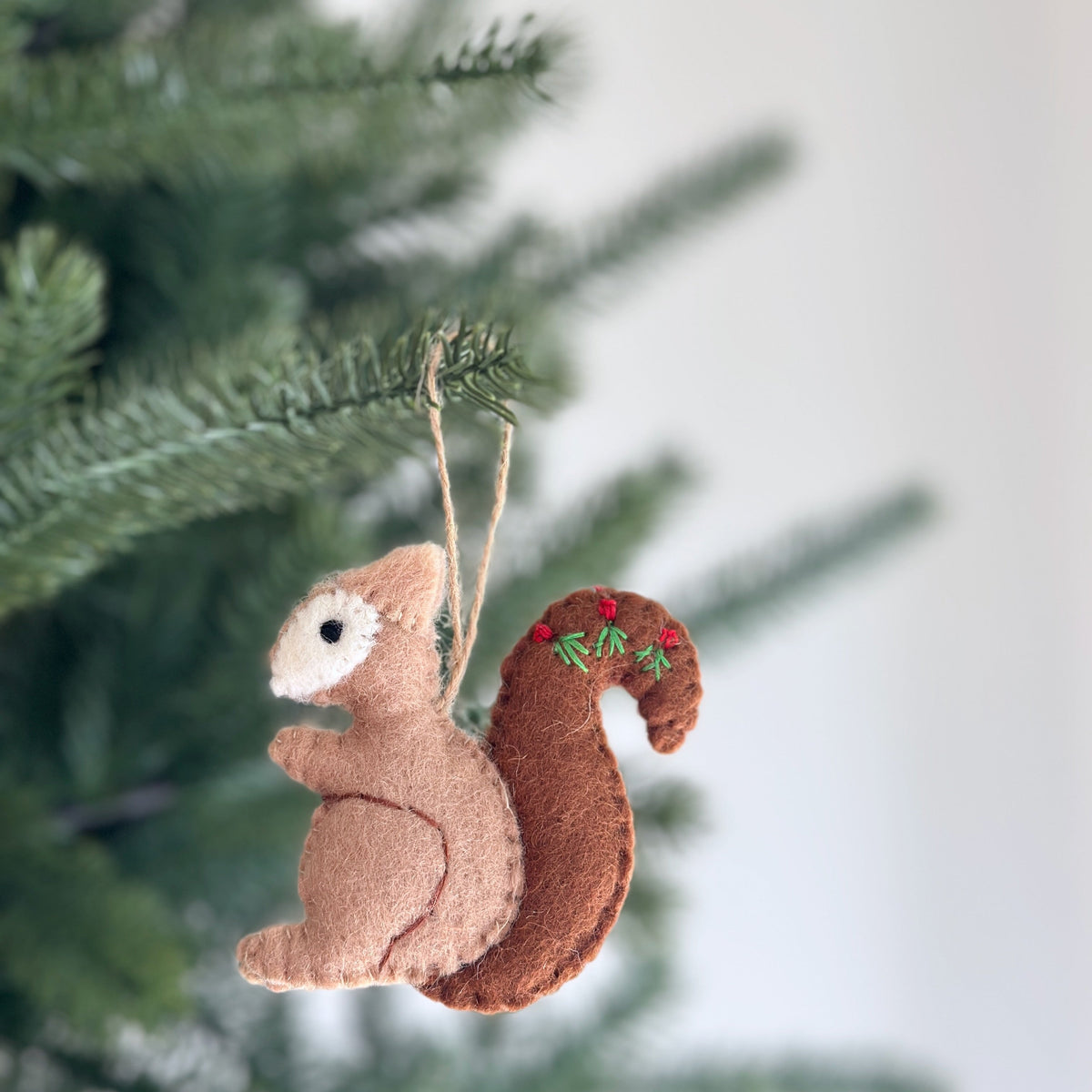 Squirrel Ornament – Handmade Wool Felt Holiday Decor
