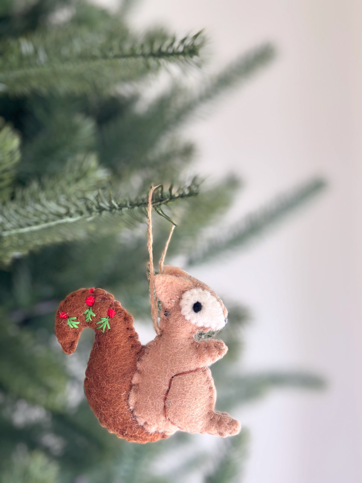 Squirrel Ornament – Handmade Wool Felt Holiday Decor