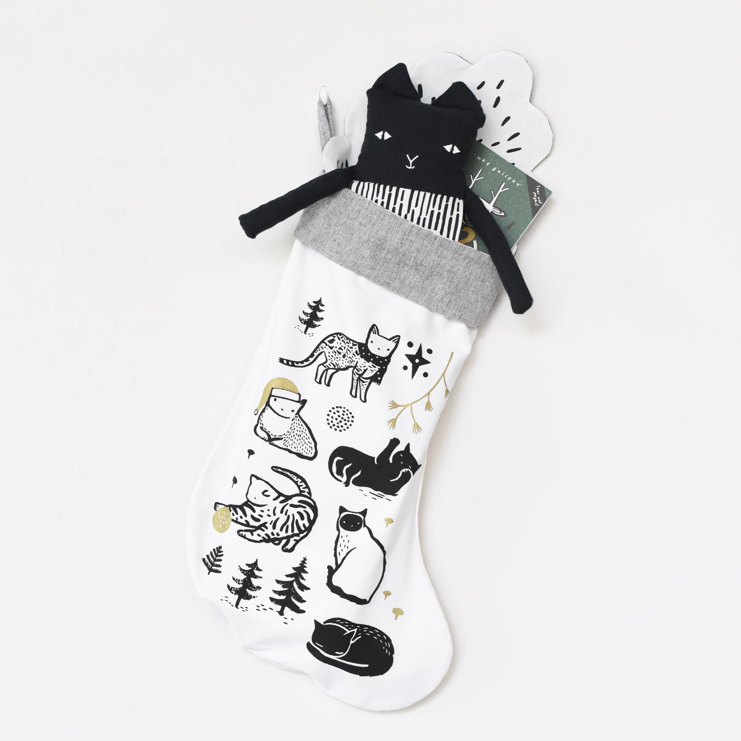 Wee Gallery Organic Cotton Eco-Friendly Christmas Stocking | Festive Cats