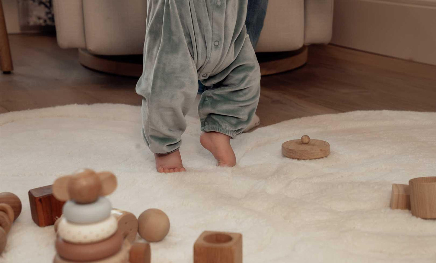 Sage & Wild Flower Wool Rug - RWS Certified Undyed New Zealand Wool Natural Design