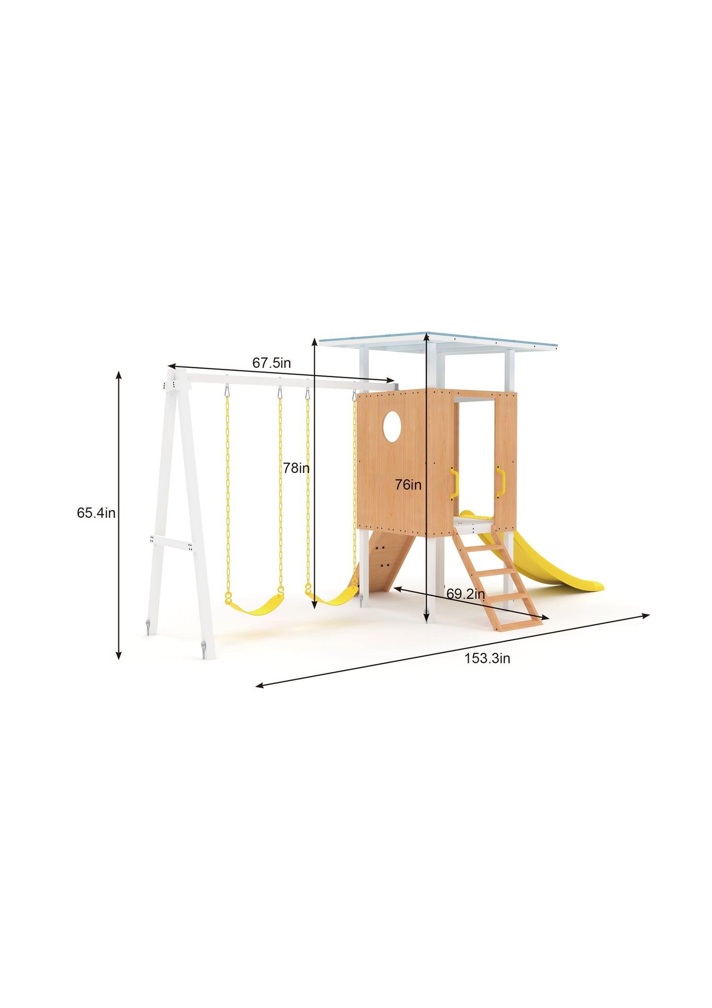 Avenlur Forest: Toddler-Friendly Small Eco-Friendly Non-Toxic Wooden Swing Set with Slide, Fort & Rock Wall