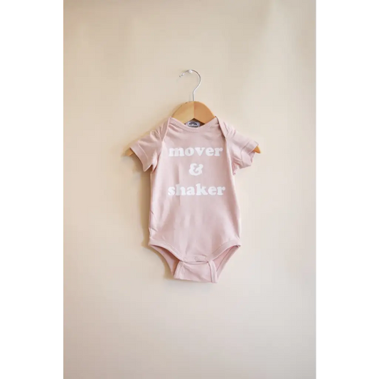 Mover & Shaker Organic Cotton Baby Bodysuit - Rose Dust