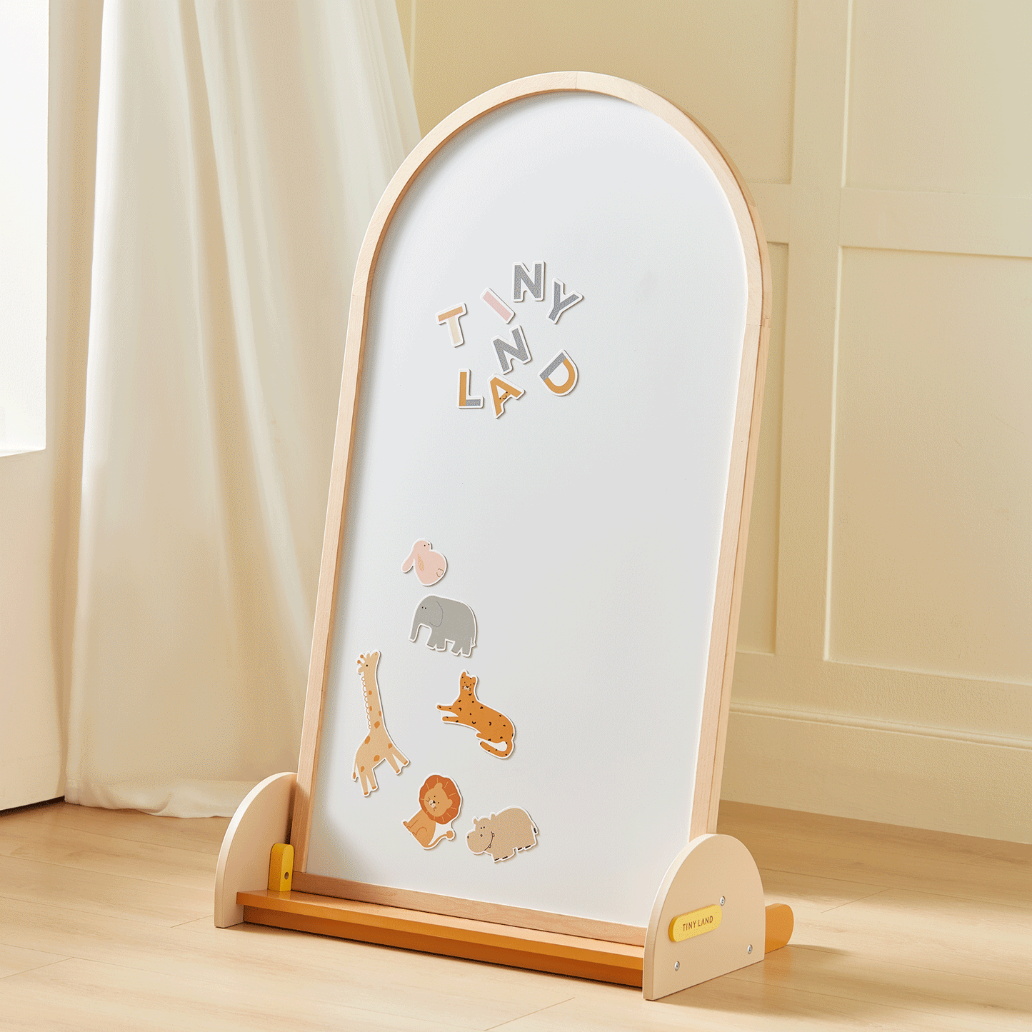 Tiny Land Double-Sided Arched Magnetic Chalkboard Easel – Beechwood Frame