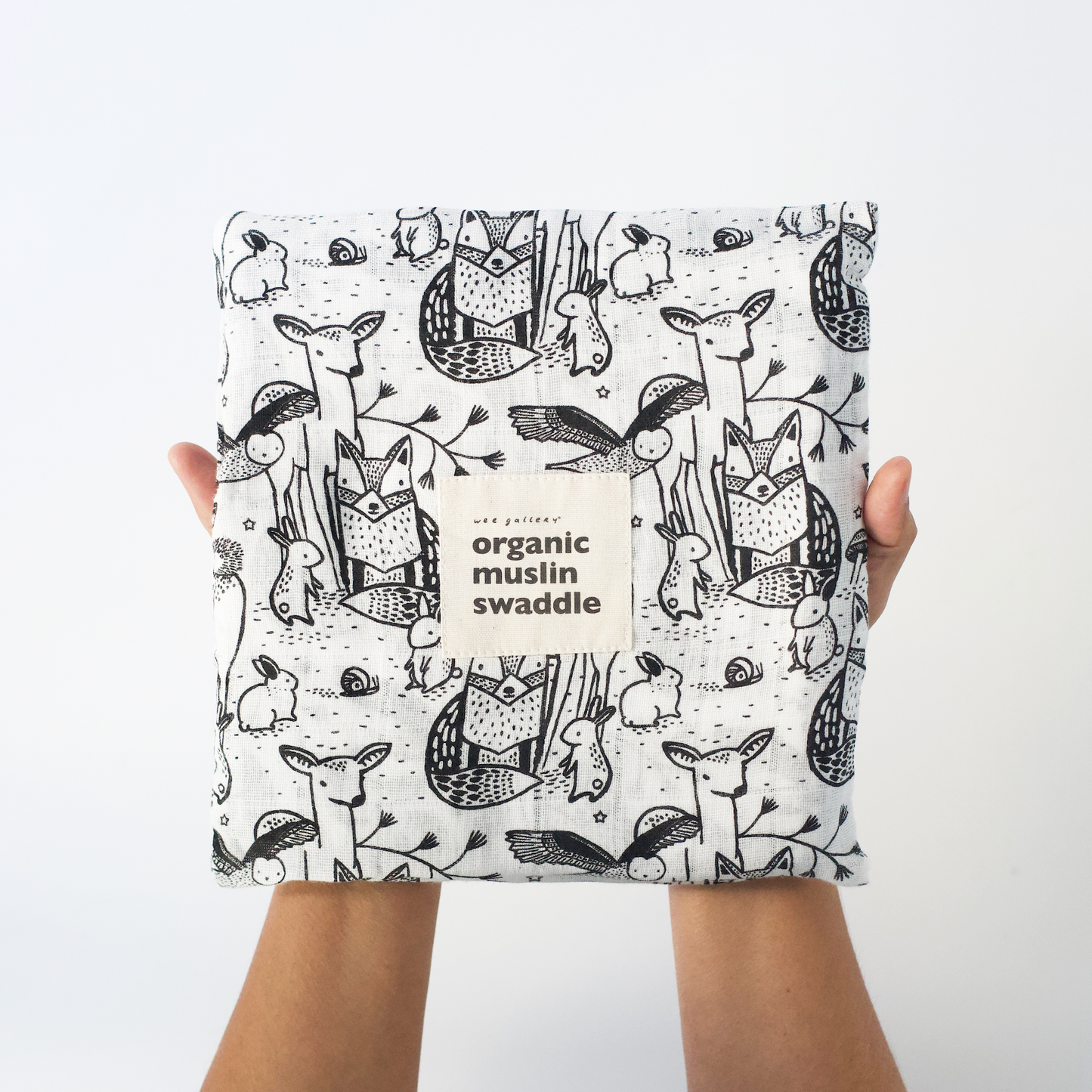 Wee Gallery Organic Muslin Black and White Swaddle - Forest