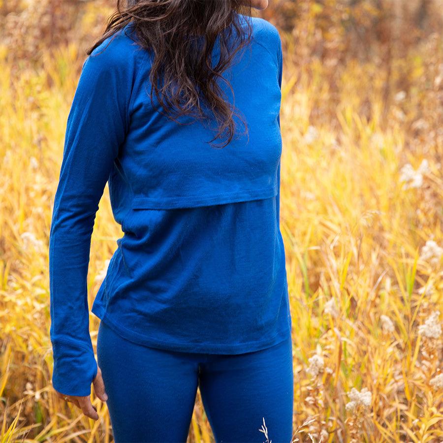 Women's Nursing Long Sleeve Baselayer Long Sleeve Shirt - 100% Merino Wool