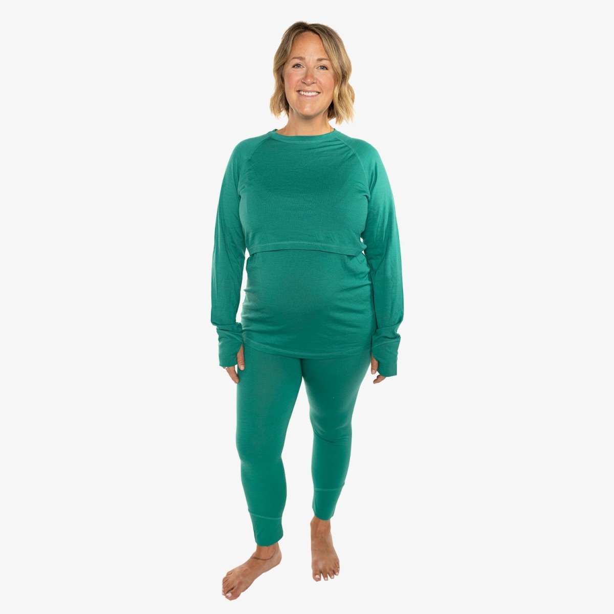 Women's Nursing Long Sleeve Baselayer Long Sleeve Shirt - 100% Merino Wool