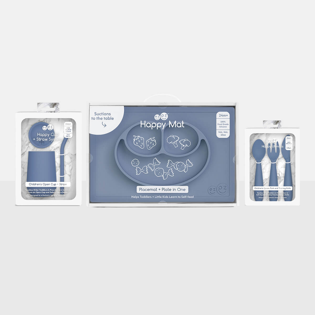 EZPZ Happy Feeding Set – Non-Toxic, Eco-Friendly Mealtime Set for Toddlers & Preschoolers (Ages 2+)