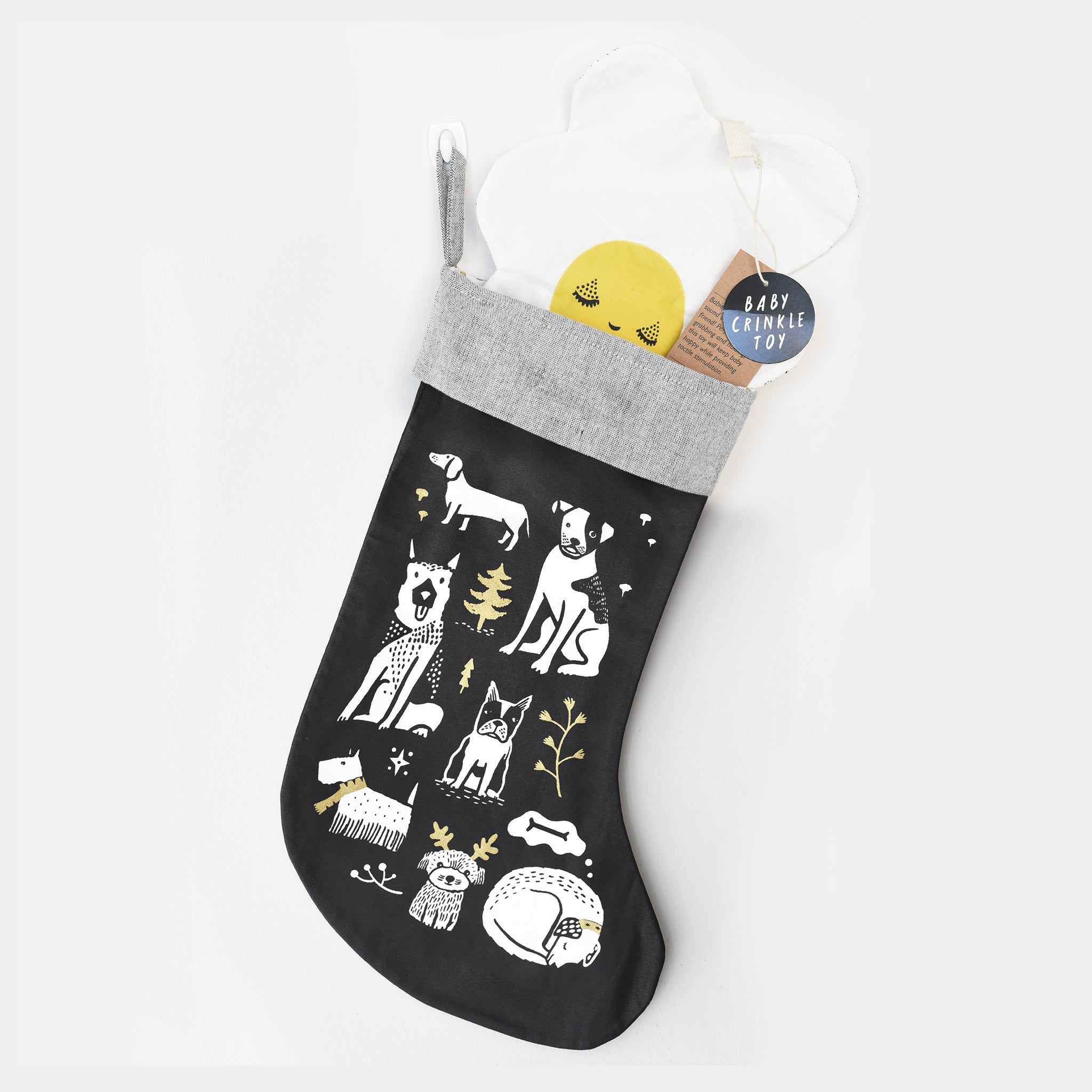 Wee Gallery Organic Cotton Eco-Friendly Christmas Stocking | Festive Pups - Thumbnail 4
