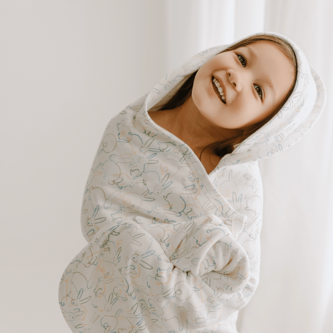Finn + Emma Organic Cotton Hooded bath towel | bunnies