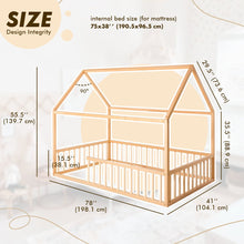Load image into Gallery viewer, Goodevas Eco-Friendly Wooden Montessori Toddler House Floor Bed | Twin
