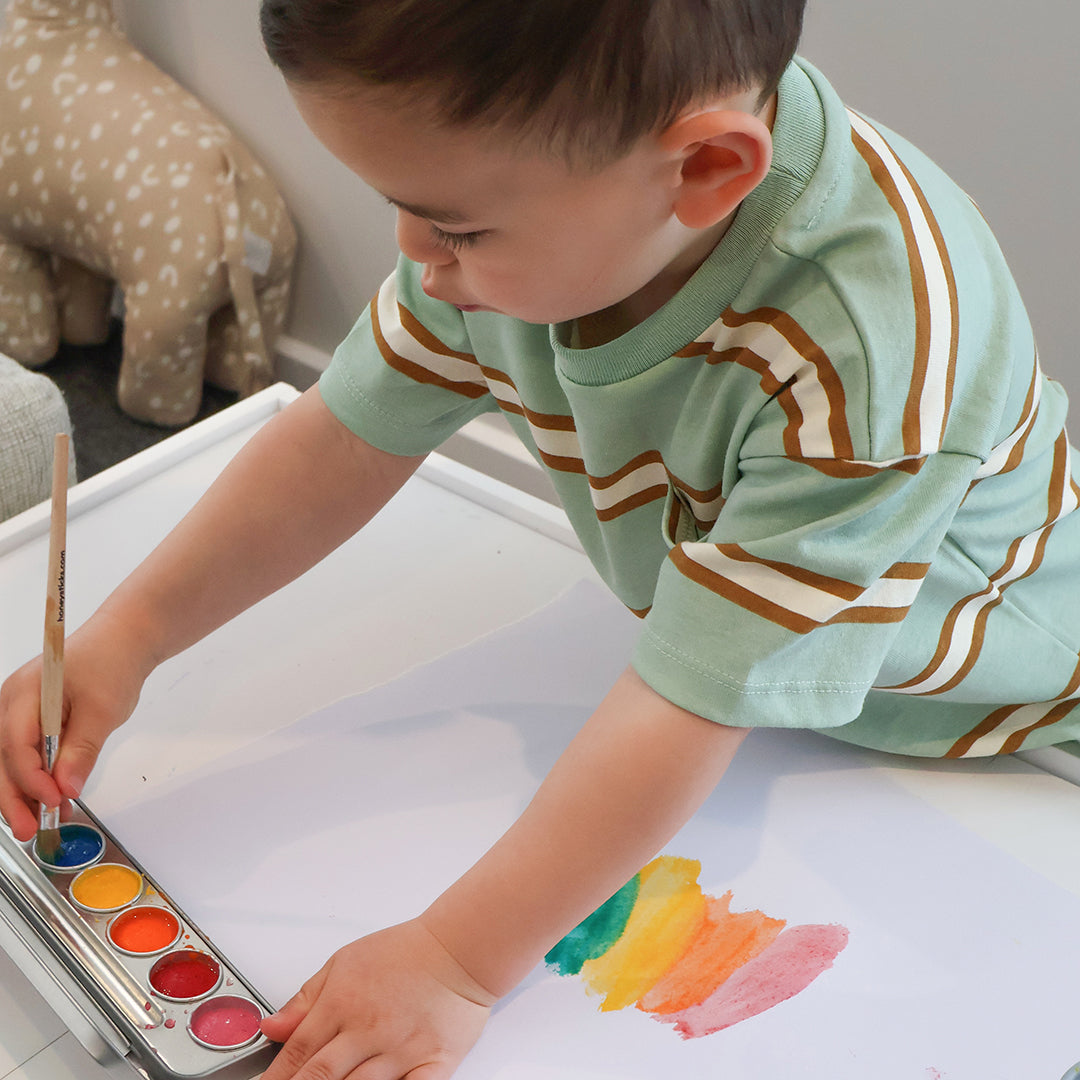 Honeysticks Watercolor Paint Set for Kids – Non-Toxic, 7 Colors with Wooden Brush