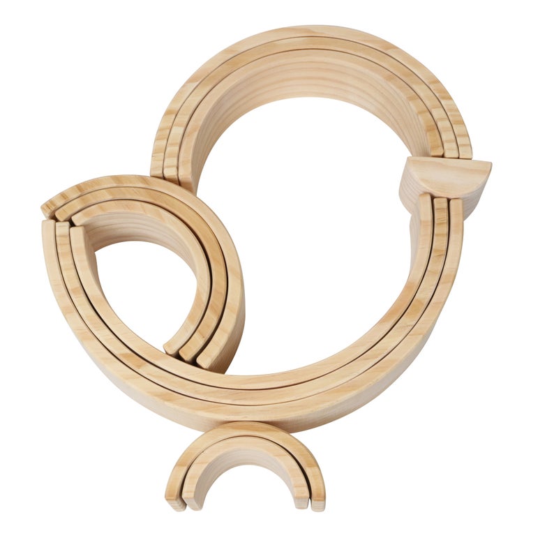 12 Pcs Pine Wood Natural Wooden Large Rainbow Stacking Blocks