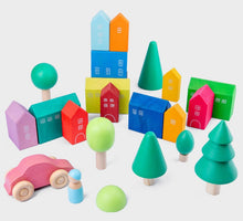 Load image into Gallery viewer, 15 Pcs Little Village Wooden House Toys Building Blocks
