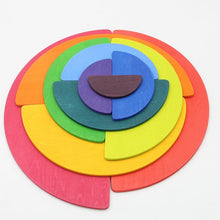 Load image into Gallery viewer, 11 Pcs Large Wooden Rainbow Stacking Semi-circles Building Boards Set in Primary Colors
