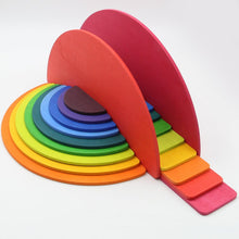 Load image into Gallery viewer, 11 Pcs Large Wooden Rainbow Stacking Semi-circles Building Boards Set in Primary Colors
