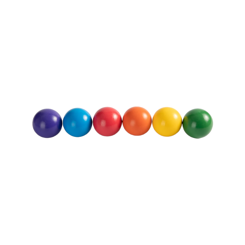 Green Elephant 6-Piece Rainbow Wooden Balls (1.8") – Loose Parts Play Set