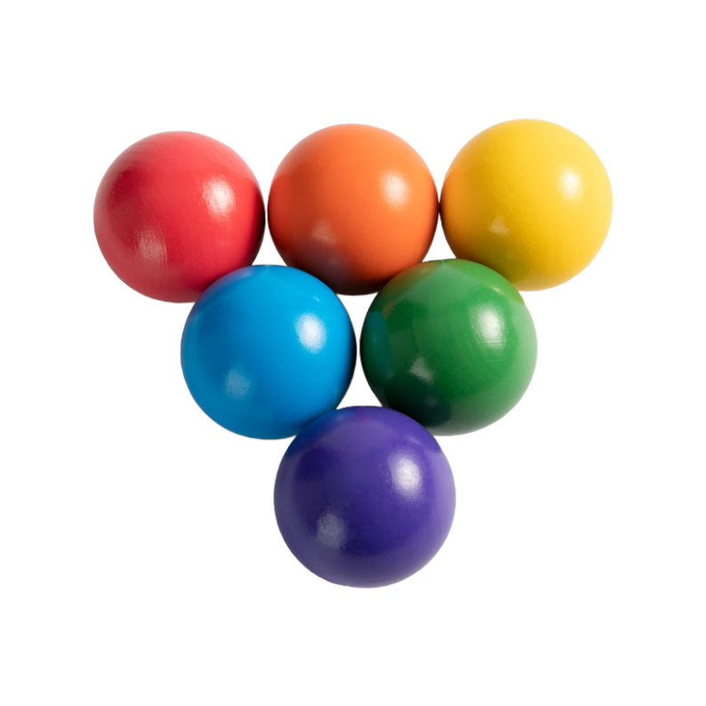 Green Elephant 6-Piece Rainbow Wooden Balls (1.8") – Loose Parts Play Set