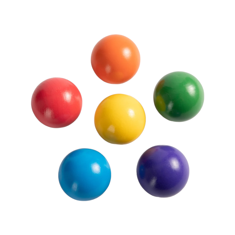 Green Elephant 6-Piece Rainbow Wooden Balls (1.8") – Loose Parts Play Set