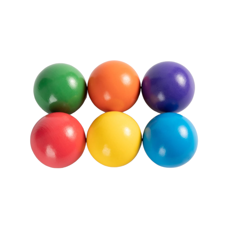 Green Elephant 6-Piece Rainbow Wooden Balls (1.8") – Loose Parts Play Set