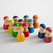 Load image into Gallery viewer, 12 Pcs Rainbow Wooden Peg Dolls in Primary Colors

