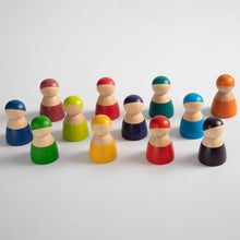 Load image into Gallery viewer, 12 Pcs Rainbow Wooden Peg Dolls in Primary Colors
