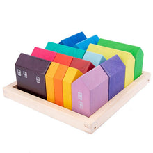 Load image into Gallery viewer, 15 Pcs Little Village Wooden House Toys Building Blocks
