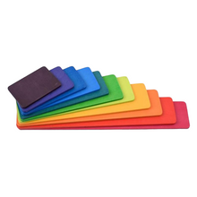 Load image into Gallery viewer, 11 Pcs Wooden Rainbow Rectangular Building Boards in Primary Colors
