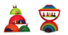 Load image into Gallery viewer, 11 Pcs Wooden Rainbow Rectangular Building Boards in Primary Colors
