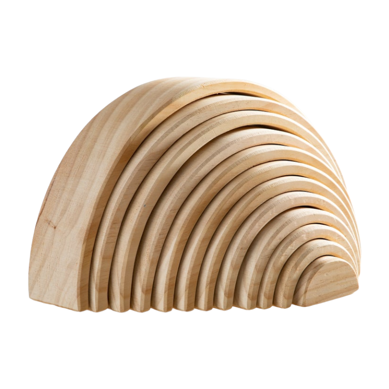 12 Pcs Pine Wood Natural Wooden Large Rainbow Stacking Blocks