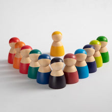 Load image into Gallery viewer, 12 Pcs Rainbow Wooden Peg Dolls in Primary Colors
