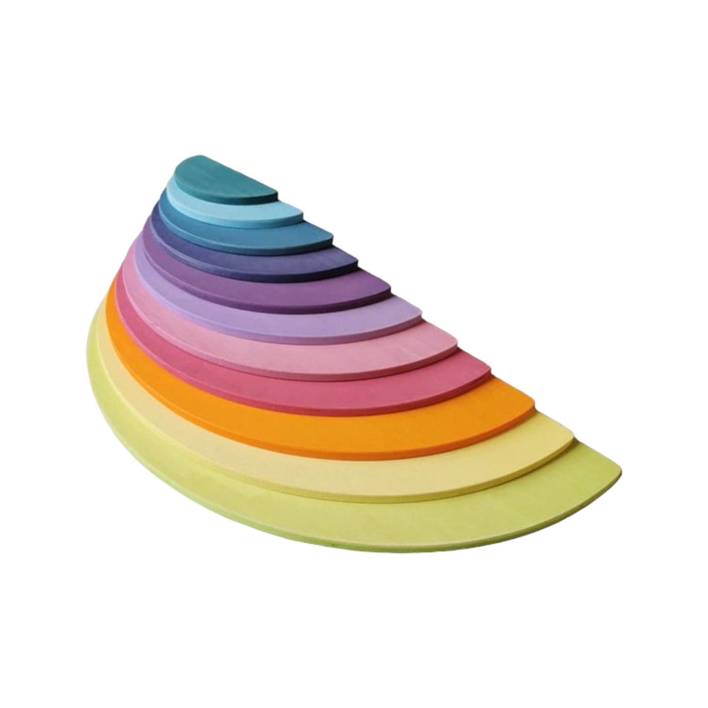 11 Pcs Large Wooden Rainbow Stacking Semi-circles Building Boards Set in Pastel/Macaron Colors 