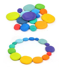 Load image into Gallery viewer, 16 Pcs STAINED Wooden Stacking Pebbles Wooden Stacking Stones
