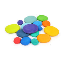 Load image into Gallery viewer, 16 Pcs STAINED Wooden Stacking Pebbles Wooden Stacking Stones
